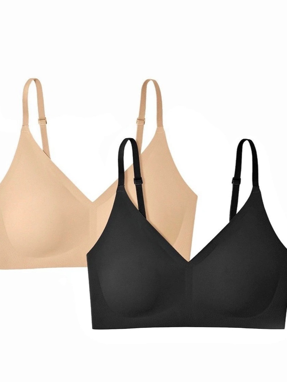 True & Co True Body Wirefree Triangle Bra 2 Pack Black & Pink Small